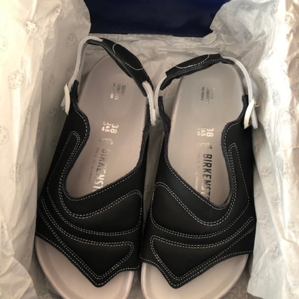 Birkenstock Terra Nappa leather black sandal. Exquisite. Size: 7, 10, 38 - Picture 3 of 13